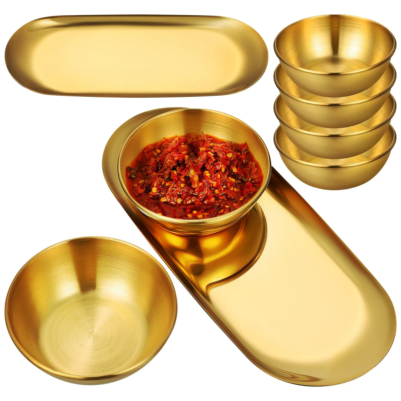 6Pcs Stainless Steel Dip Bowls Oval Sauce Dishes for Soy Sauce Seasoning Salt Ketchup Bbq Dining Table Decorative Serving Trays
6Pcs Stainless Steel Dip Bowls Oval Sauce Dishes for Soy Sauce Seasoning Salt Ketchup Bbq Dining Table Decorative Serving Trays