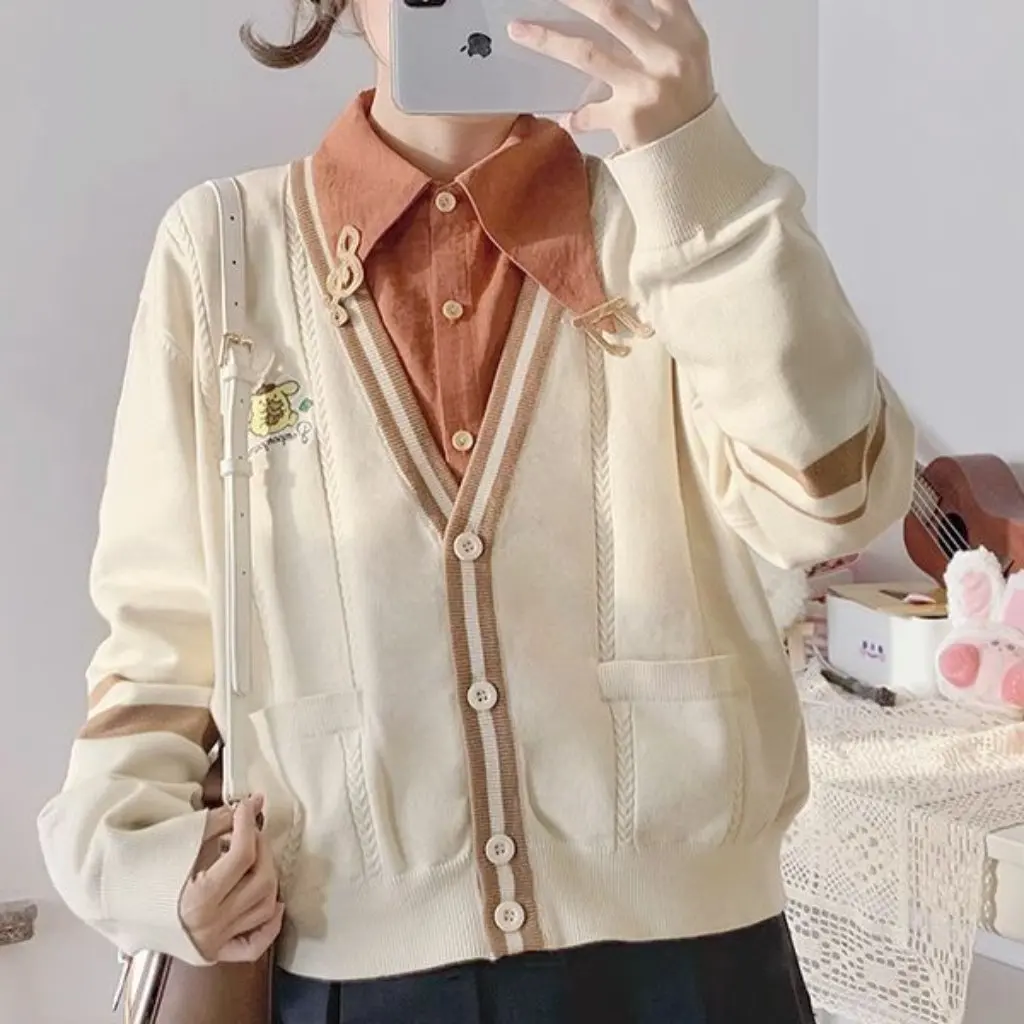 Yuguiru Women's Knitted Cardigan Sweet Cute JK Uniform Style Embroidered Sweater Autumn Winter College Age-Reducing Top
Yuguiru Women's Knitted Cardigan Sweet Cute JK Uniform Style Embroidered Sweater Autumn Winter College Age-Reducing Top