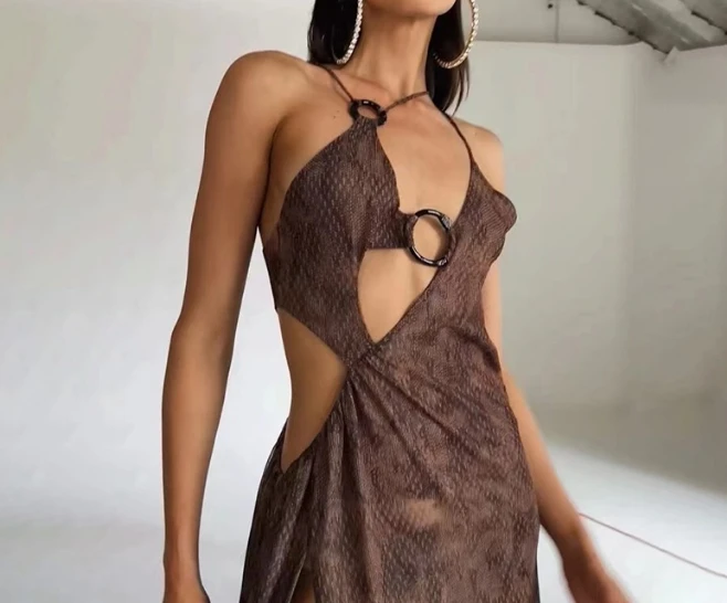 Summer Fashion New Hollow Out Design Feeling Off The Waist Split Folded Hanging Strap Dress Elegant Dresses for Women
Summer Fashion New Hollow Out Design Feeling Off The Waist Split Folded Hanging Strap Dress Elegant Dresses for Women