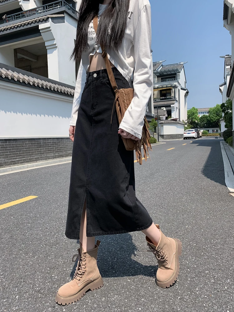 High Waist Mid-Length A-Line Denim Skirt Women's Faion Spring Autumn Open-Crotch Design Slimming Cotton Blend Skirt
High Waist Mid-Length A-Line Denim Skirt Women's Faion Spring Autumn Open-Crotch Design Slimming Cotton Blend Skirt