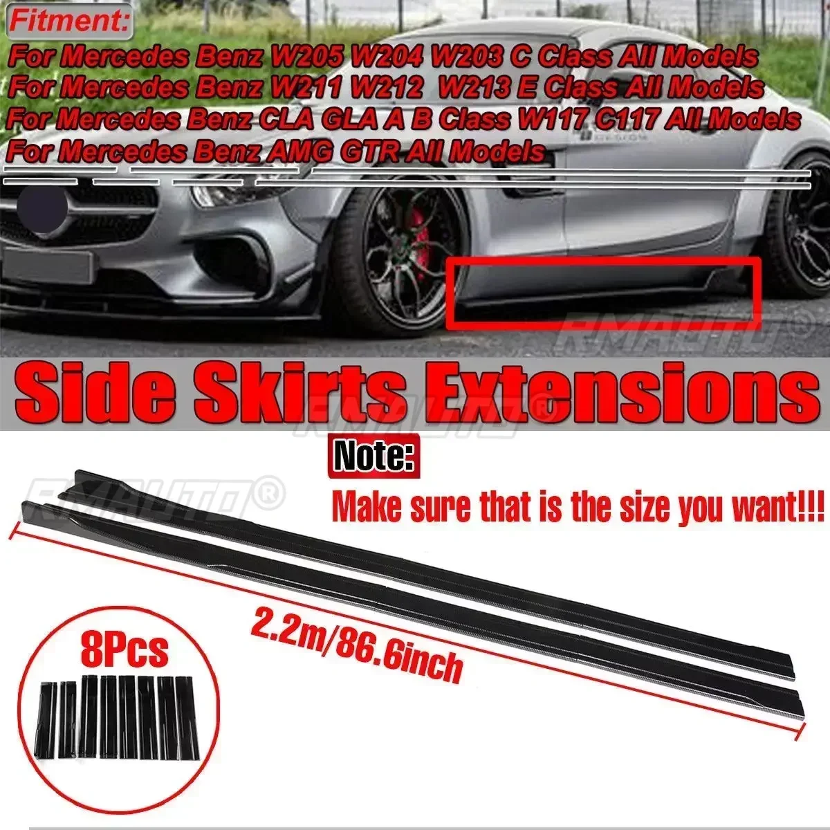 8pcs 2.2m Car Side Skirts Winglet Extensions Splitters Body Apron Lip For Mercedes For Benz W205 W204 W203 W211 W212 W213 W117
8pcs 2.2m Car Side Skirts Winglet Extensions Splitters Body Apron Lip For Mercedes For Benz W205 W204 W203 W211 W212 W213 W117