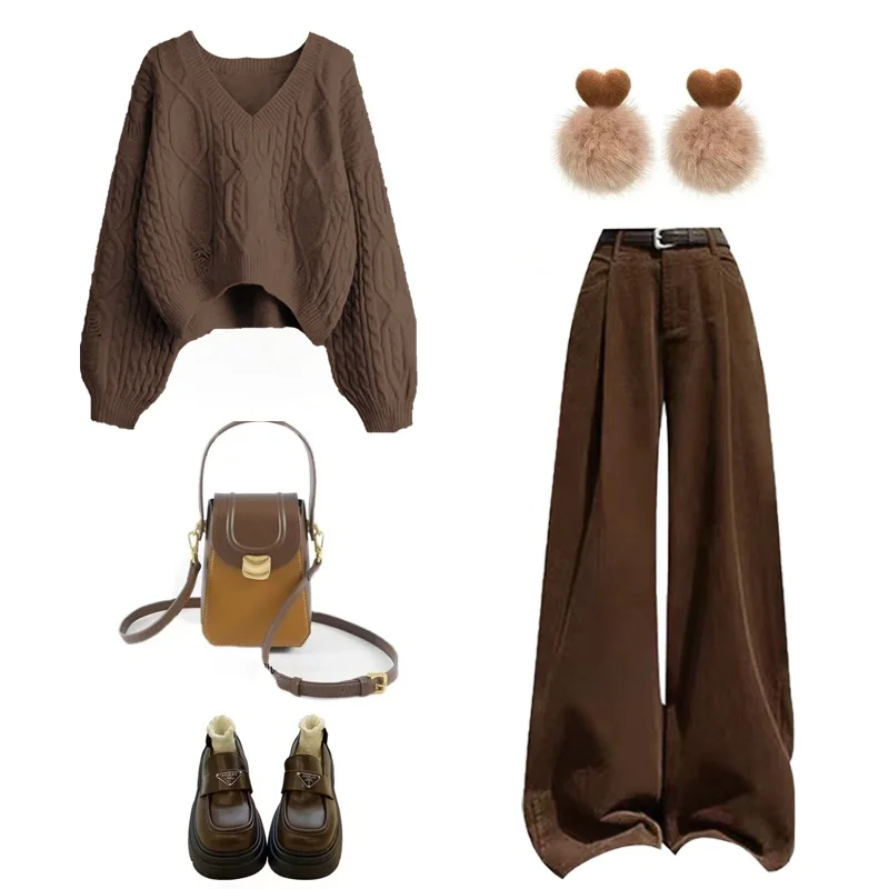 V-Neck Knitted Sweater Women's Loose Casual High Waist Slimming Pants Fashionable Fall Outfit Two-Piece Set Polyester Fiber
V-Neck Knitted Sweater Women's Loose Casual High Waist Slimming Pants Fashionable Fall Outfit Two-Piece Set Polyester Fiber