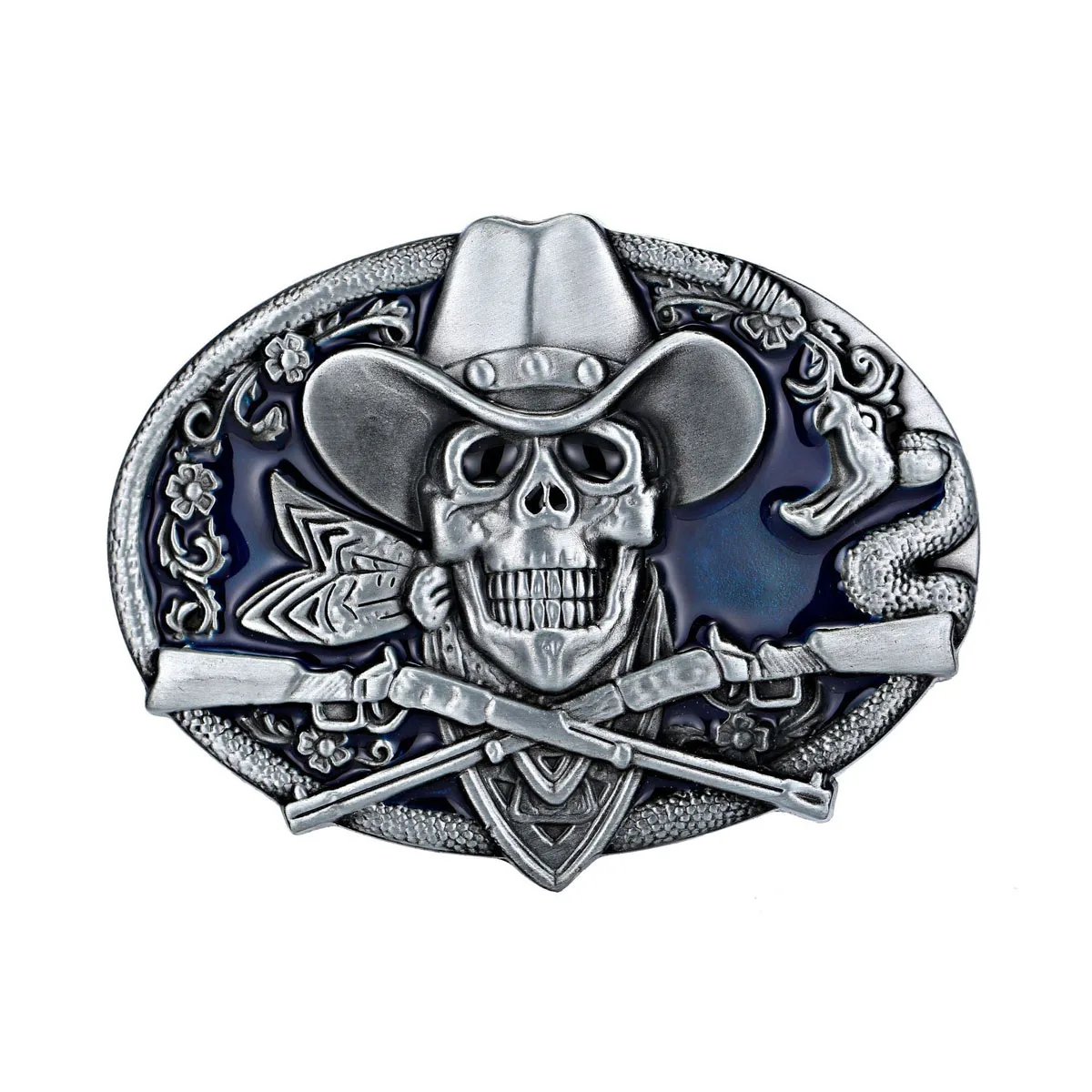 Retro Cowboy Skull Belt Buckle, Blue Enamel Engraved Oval Western Metal Belt Buckle, Men Vintage Country Style Belt Decor Buckle
Retro Cowboy Skull Belt Buckle, Blue Enamel Engraved Oval Western Metal Belt Buckle, Men Vintage Country Style Belt Decor Buckle