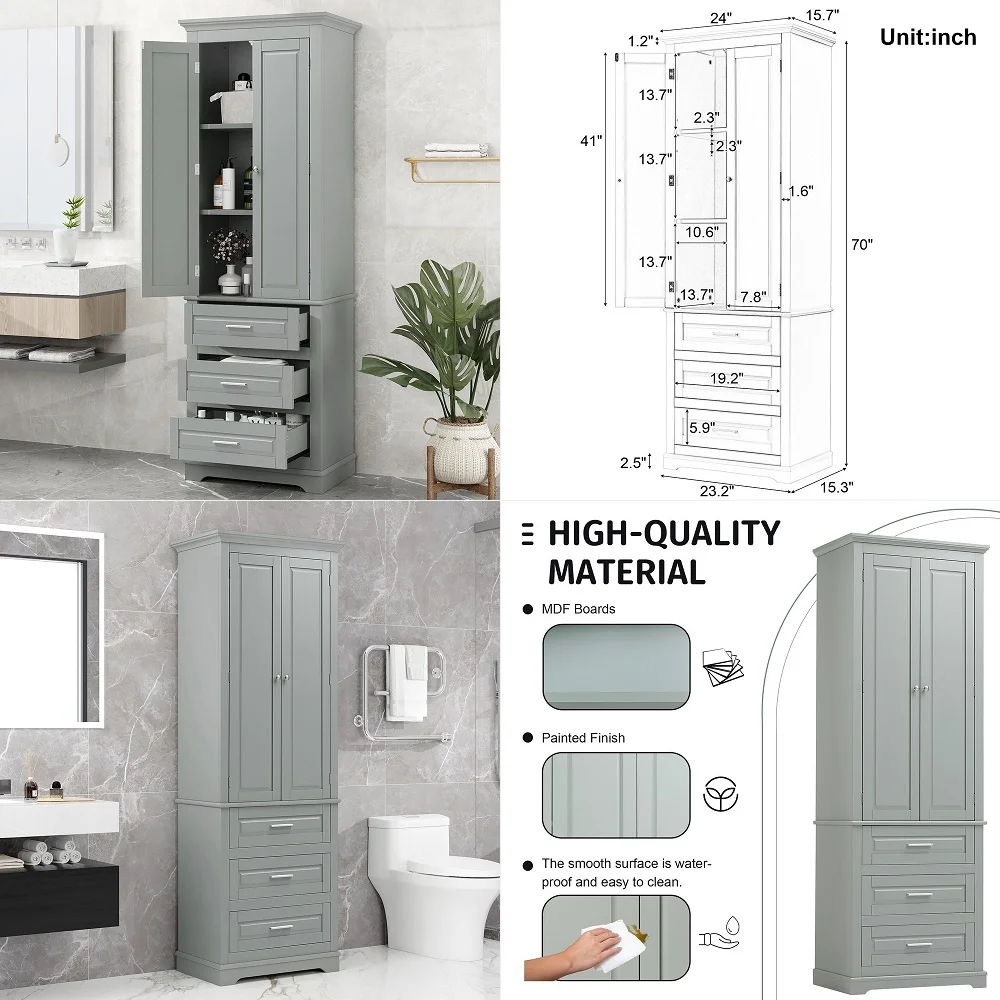 Tall Kitchen Pantry Cabinet,Metal Storage Cabinet with Doors and Adjustable Shelves,Modern Kitchen Hutch Cabinets,Freestanding
Tall Kitchen Pantry Cabinet,Metal Storage Cabinet with Doors and Adjustable Shelves,Modern Kitchen Hutch Cabinets,Freestanding