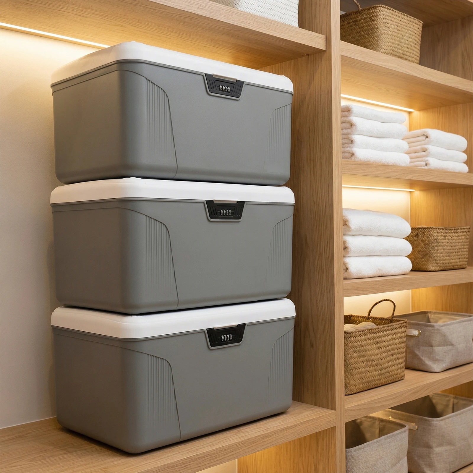 Lockable Storage Containers Bin with Combination Lock Plastic Locking File Box 37L Capacity for Home/Office/Outdoor Travel (Gray)
Lockable Storage Containers Bin with Combination Lock Plastic Locking File Box 37L Capacity for Home/Office/Outdoor Travel (Gray)