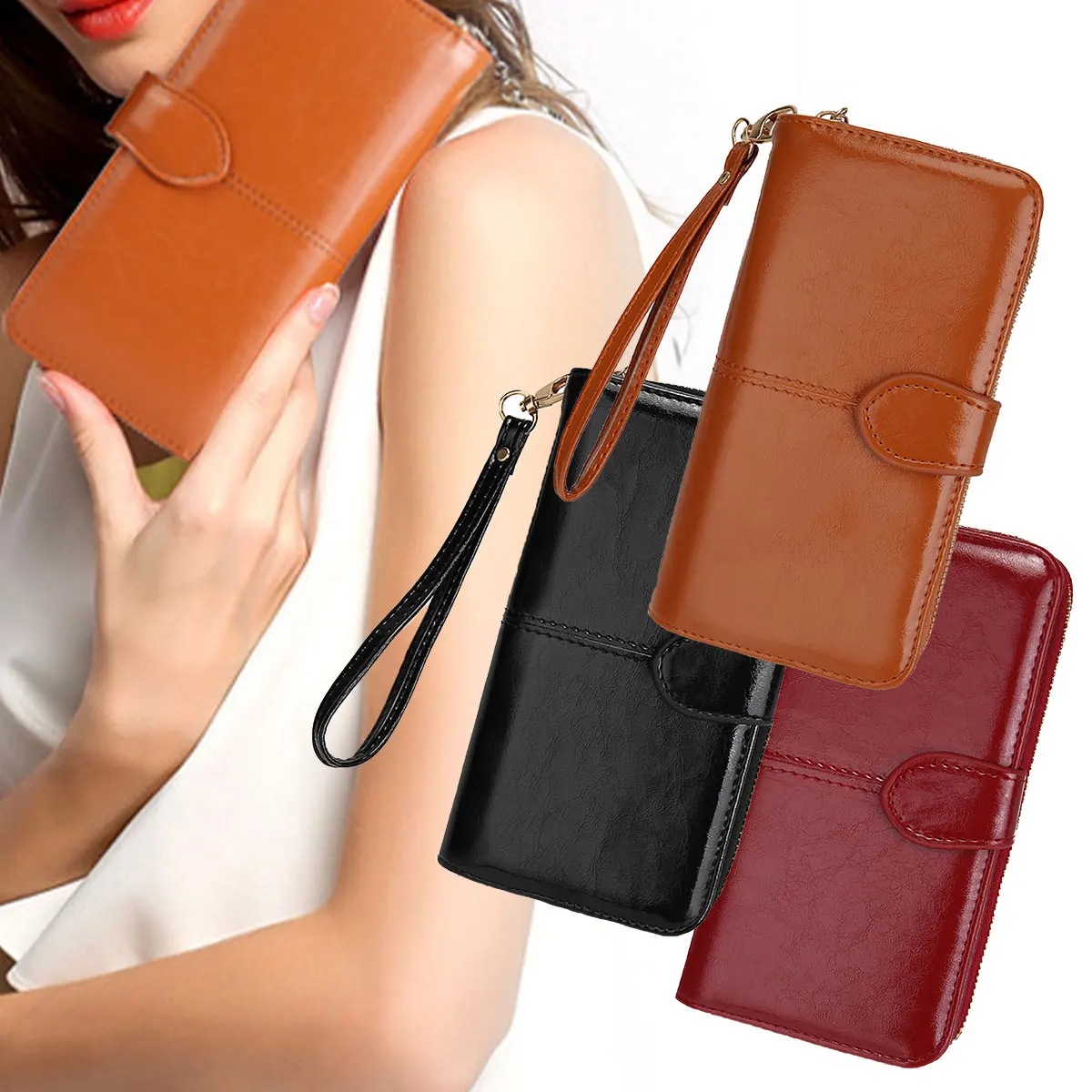 Vintage Women's Oil Wax PU Leather Clutch Wallet Female Large Capacity Phone Purse Ladies Wristband Simple Card Holder Pouch
Vintage Women's Oil Wax PU Leather Clutch Wallet Female Large Capacity Phone Purse Ladies Wristband Simple Card Holder Pouch