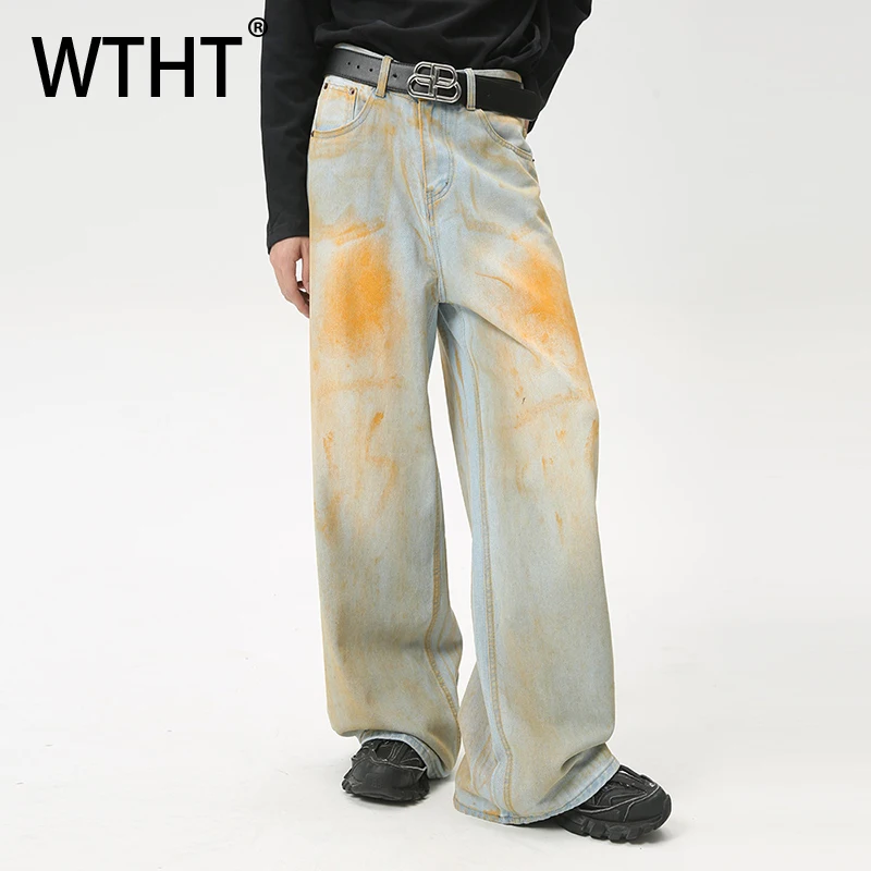 WTHT Fashion Summer Men's Irregular Graffiti Do Old High Street Denim Pants Vintage High-waisted Straight Jeans Male 2A0043
WTHT Fashion Summer Men's Irregular Graffiti Do Old High Street Denim Pants Vintage High-waisted Straight Jeans Male 2A0043