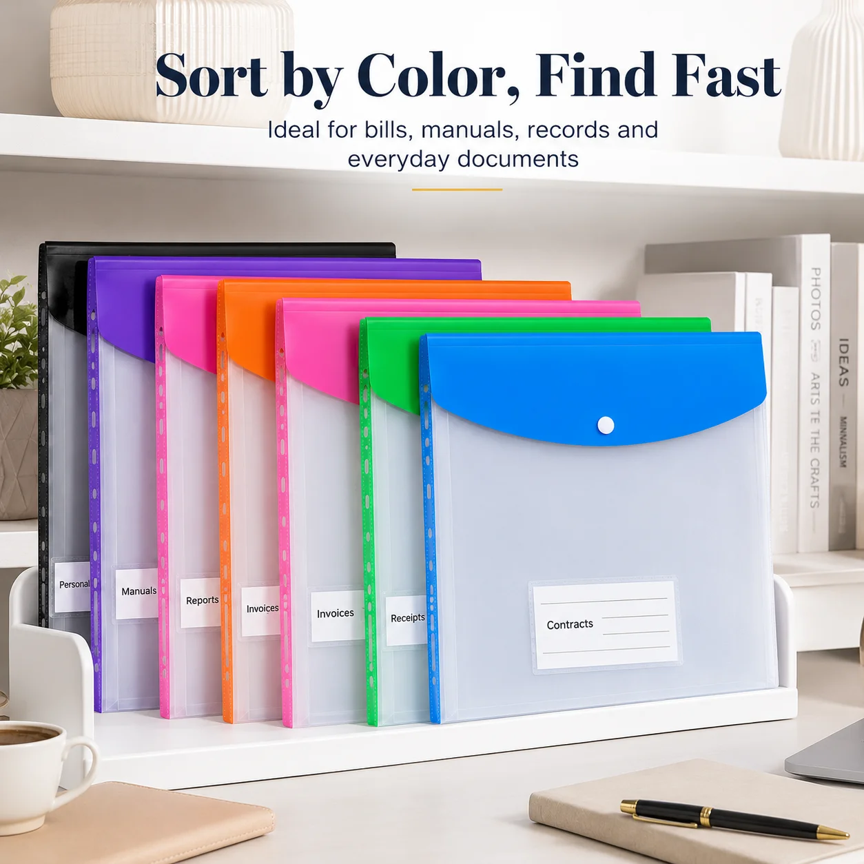 A4 Document Folder, 11 Hole Punch Insert Pockets, Plastic Binder Sheet Protectors for Papers 6 Colors
A4 Document Folder, 11 Hole Punch Insert Pockets, Plastic Binder Sheet Protectors for Papers 6 Colors