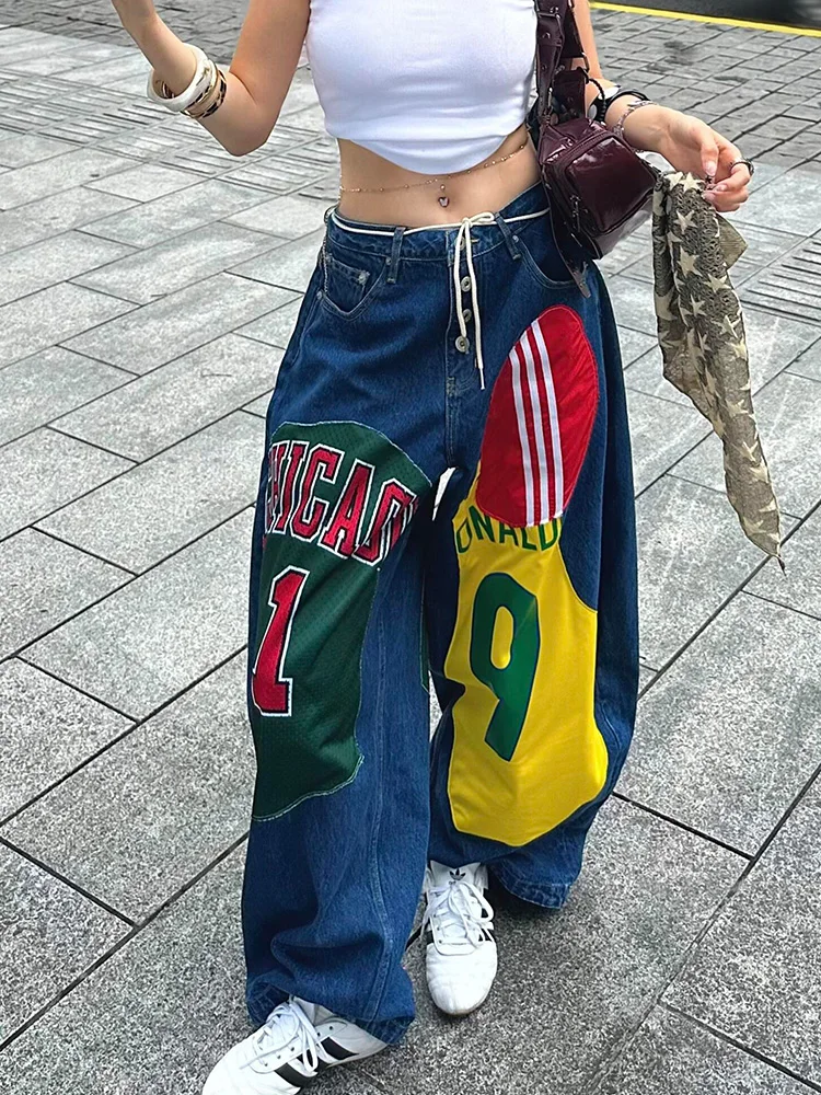 American High Street Style Women's Wide Leg Loose Fit Jeans Printed Worn out Design Casual Straight Leg Trousers
American High Street Style Women's Wide Leg Loose Fit Jeans Printed Worn out Design Casual Straight Leg Trousers