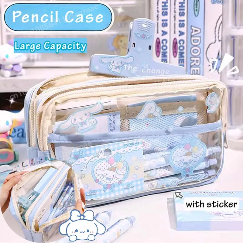 Sanrio Cinnamoroll Pencil Case Anime Figure Kawaii Dogs Large Capacity Stationery Transparent with Sticker School Student Gifts
Sanrio Cinnamoroll Pencil Case Anime Figure Kawaii Dogs Large Capacity Stationery Transparent with Sticker School Student Gifts