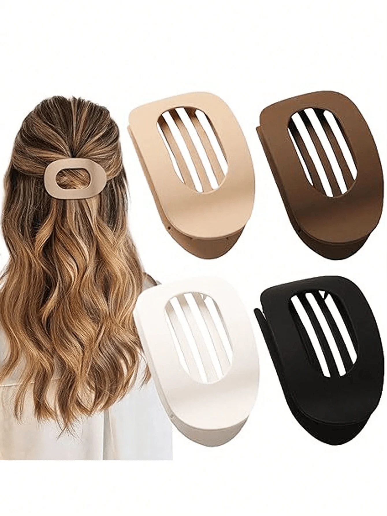 4pcs/1pc Women's 9.4cm/3.7in Large Black, White, Khaki, Brown Lightweight Plastic Hair Clips, Fashion Versatile High-End Elegant
4pcs/1pc Women's 9.4cm/3.7in Large Black, White, Khaki, Brown Lightweight Plastic Hair Clips, Fashion Versatile High-End Elegant