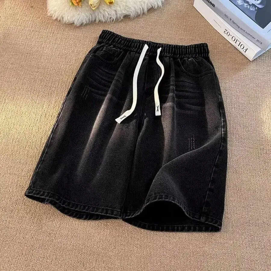 Mens Loose Fit Polyester Denim Shorts With Drawstring Waist Summer Casual Shorts
Mens Loose Fit Polyester Denim Shorts With Drawstring Waist Summer Casual Shorts