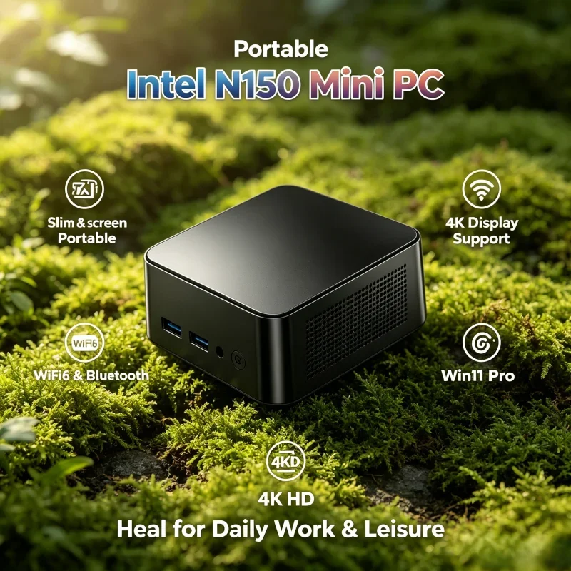 N150-Powered Mini Desktop PC, Slim & Light, 4K Ready, Win11 Pro, WiFi6 & Bluetooth, Great for Work & Play
N150-Powered Mini Desktop PC, Slim & Light, 4K Ready, Win11 Pro, WiFi6 & Bluetooth, Great for Work & Play