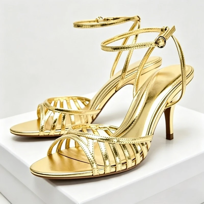 Gold Luxury Slingback Cage Sandals for Women Summer 2026 Elegant Hollow Designer Party Shoes Buckle Sexy Braided Women Heels
Gold Luxury Slingback Cage Sandals for Women Summer 2026 Elegant Hollow Designer Party Shoes Buckle Sexy Braided Women Heels