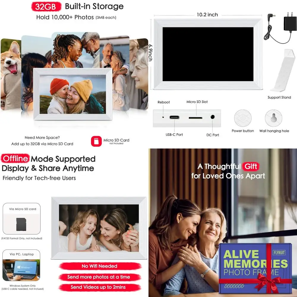 Цифровая фоторамка с Wi-Fi 10,1, сенсорный экран IPS HD 1280x800, 32 ГБ, мгновенное разрешение, идеальный подарок для дома и мамы
Цифровая фоторамка с Wi-Fi 10,1, сенсорный экран IPS HD 1280x800, 32 ГБ, мгновенное разрешение, идеальный подарок для дома и мамы
