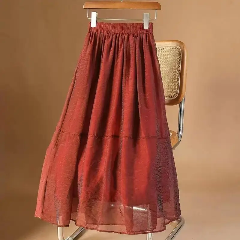 Women Summer Elegant Solid Skirt Casual Fashion Loose High Waist Vintage Midi A-line Skirts Elastic Holiday Dress Korean S777
Women Summer Elegant Solid Skirt Casual Fashion Loose High Waist Vintage Midi A-line Skirts Elastic Holiday Dress Korean S777