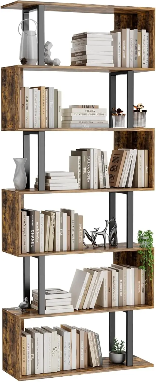 6 Tier Geometric Bookcase,S Shaped Bookshelf, Wood Decorative Storage Shelving, Modern Freestanding Display Shelves
6 Tier Geometric Bookcase,S Shaped Bookshelf, Wood Decorative Storage Shelving, Modern Freestanding Display Shelves