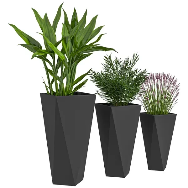 Indoor Outdoor Planters Set of 3 MgO Tall Planters Stackable Flower Pots with Drainage Holes for Garden Balcony Black
Indoor Outdoor Planters Set of 3 MgO Tall Planters Stackable Flower Pots with Drainage Holes for Garden Balcony Black