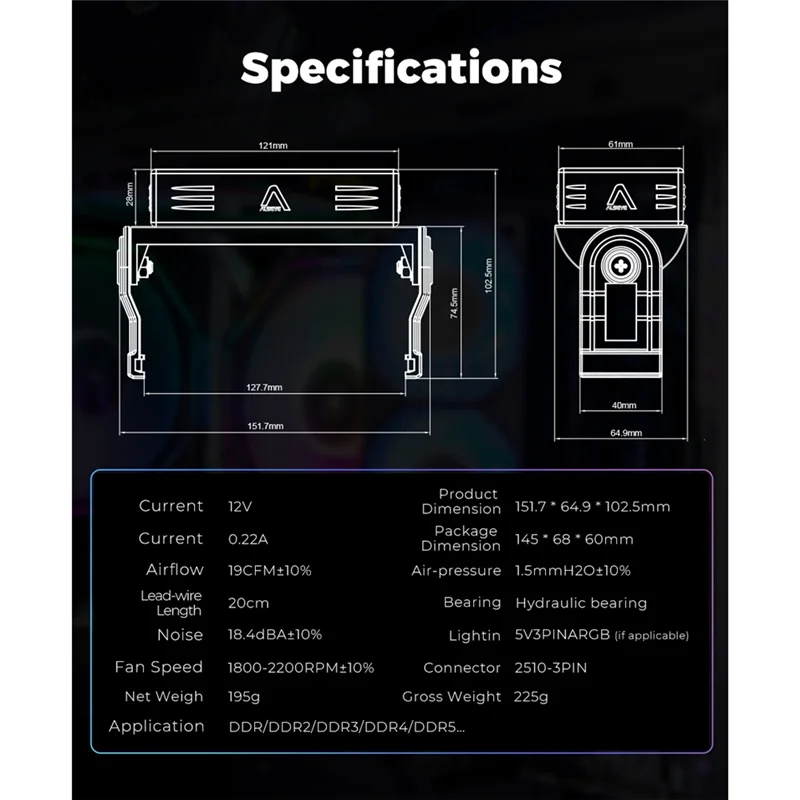 Новый охлаждающий вентилятор Tech RAM Cooler Ram Memory Cooler с двойным вентилятором 60 мм, ШИМ-радиатором для охлаждения DDR2/3/4/5, черный ARGB
Новый охлаждающий вентилятор Tech RAM Cooler Ram Memory Cooler с двойным вентилятором 60 мм, ШИМ-радиатором для охлаждения DDR2/3/4/5, черный ARGB