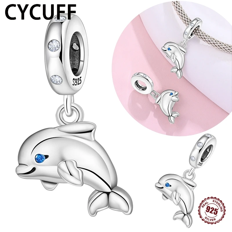 CYCUFF S925 Sterling Silver Blue Dolphin Pendant Charm Fit Pan Original Bracelets Decoration DIY Birthday Party Jewelry gifts
CYCUFF S925 Sterling Silver Blue Dolphin Pendant Charm Fit Pan Original Bracelets Decoration DIY Birthday Party Jewelry gifts