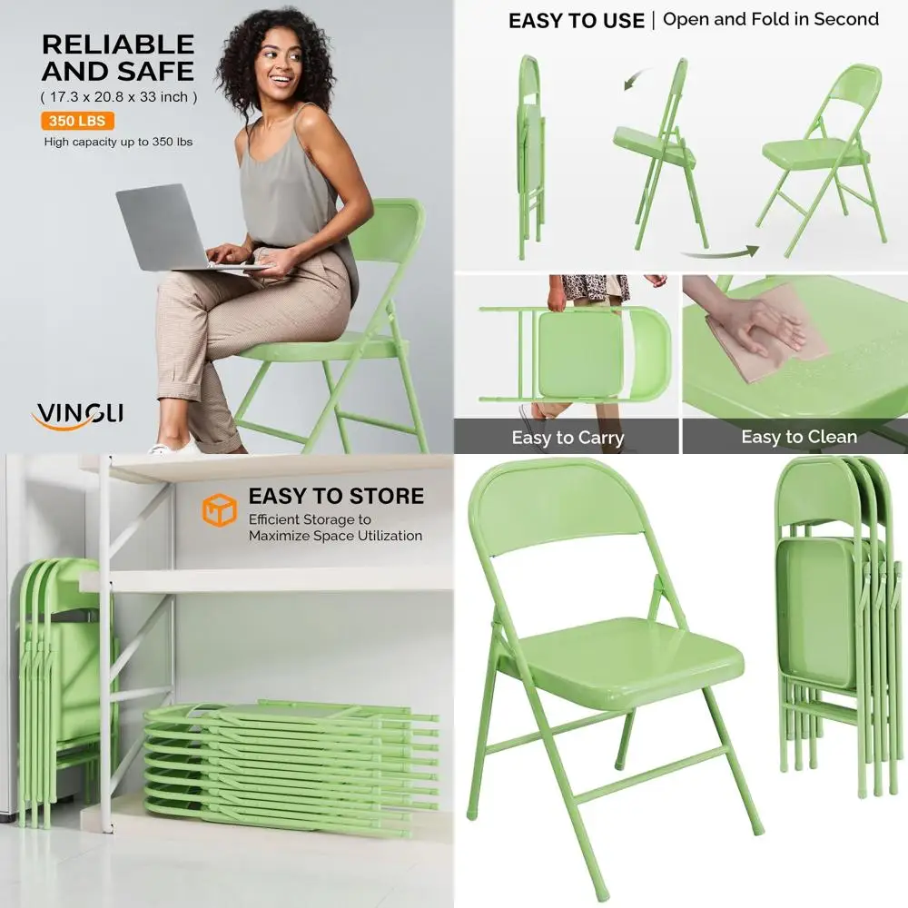 Прочные складные стулья из стали, грузоподъемность 350 фунтов, портативные для использования в помещении и на улице, зеленые, 4 шт.
Прочные складные стулья из стали, грузоподъемность 350 фунтов, портативные для использования в помещении и на улице, зеленые, 4 шт.