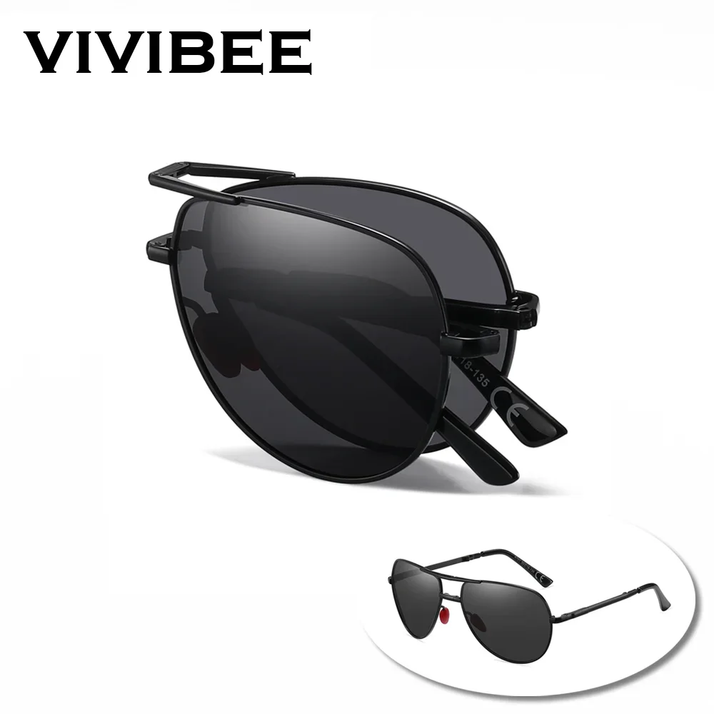 VIVIBEE Metal Pilot Black Folding Sunglasses Polarized Men Titanium Shades Women Aviation UV400 Designer Mirror Blue Sun Glasses
VIVIBEE Metal Pilot Black Folding Sunglasses Polarized Men Titanium Shades Women Aviation UV400 Designer Mirror Blue Sun Glasses