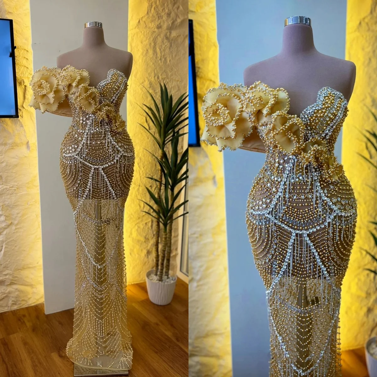 Gorgeous Evening Dresses One Shoulder Sleeveless Gown Sequins Beaded Crystal Sweep Train Dress Party Customized Dress
Gorgeous Evening Dresses One Shoulder Sleeveless Gown Sequins Beaded Crystal Sweep Train Dress Party Customized Dress