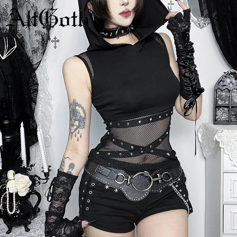 AltGoth Cyber Punk Dark Gothic Vest Women Sexy Streetwear Emo Alt Grunge See Through Mesh Patchwork Hoodie Crop Tank Tops Female
AltGoth Cyber Punk Dark Gothic Vest Women Sexy Streetwear Emo Alt Grunge See Through Mesh Patchwork Hoodie Crop Tank Tops Female