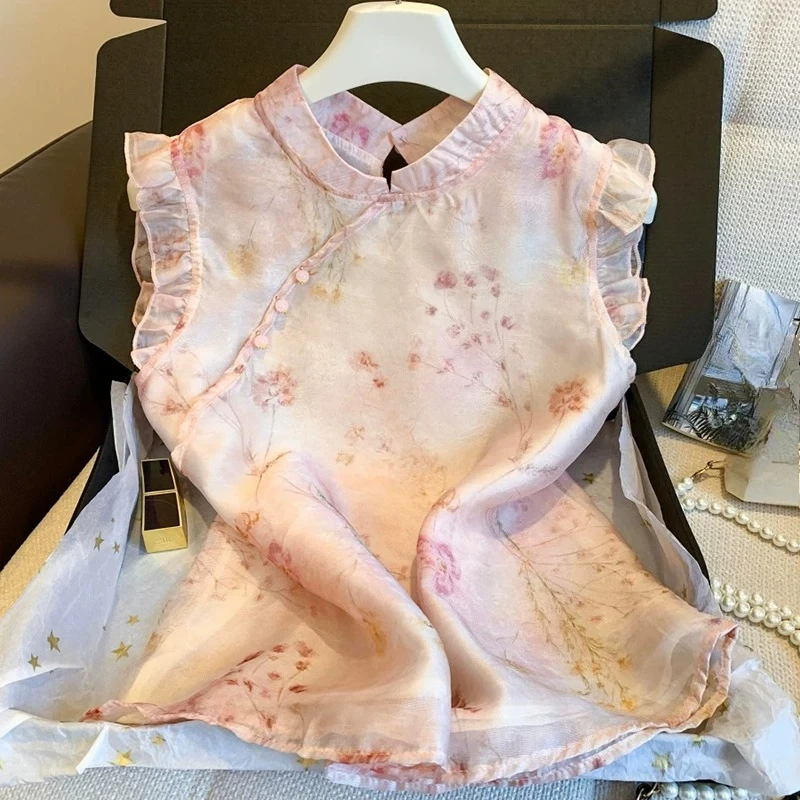 Summer Women Ladies Ruffles Sleeveless Floral Pattern Chinese Style Top Shirt , Woman Flower Printed Cheongsam Tops Shirts
Summer Women Ladies Ruffles Sleeveless Floral Pattern Chinese Style Top Shirt , Woman Flower Printed Cheongsam Tops Shirts