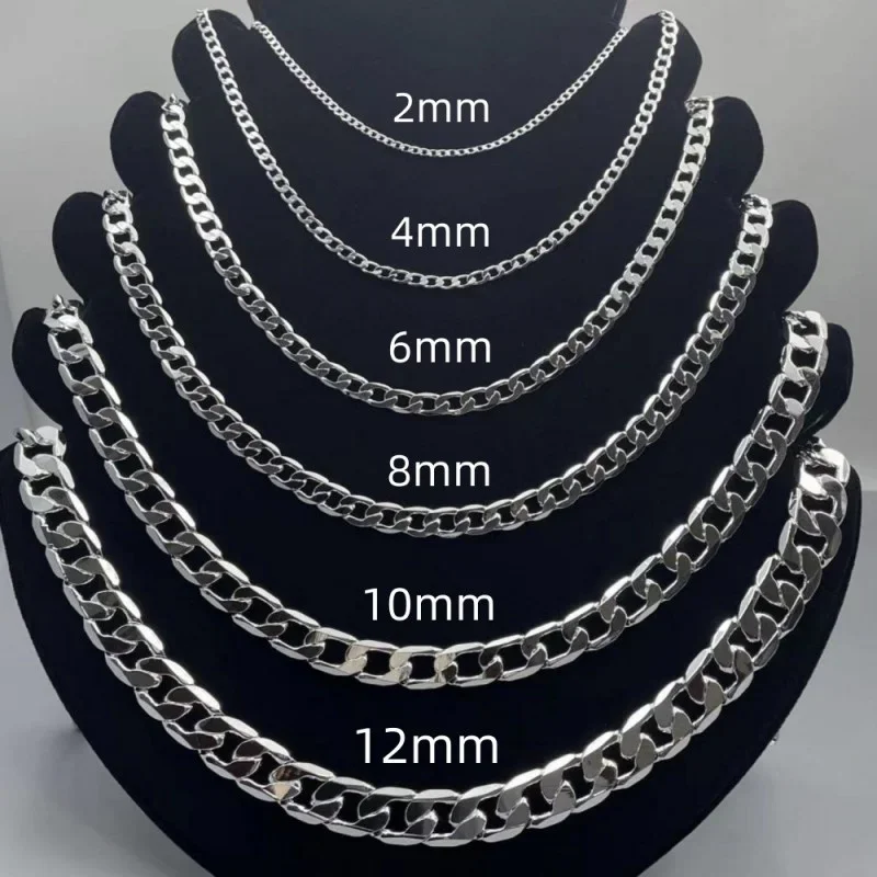 Sterling Silver Necklace 2/4/6/8/10/12MM 40-75cm Face Chain Necklace Lobster Clasp Men Women Engagement Jewelry Gifts
Sterling Silver Necklace 2/4/6/8/10/12MM 40-75cm Face Chain Necklace Lobster Clasp Men Women Engagement Jewelry Gifts