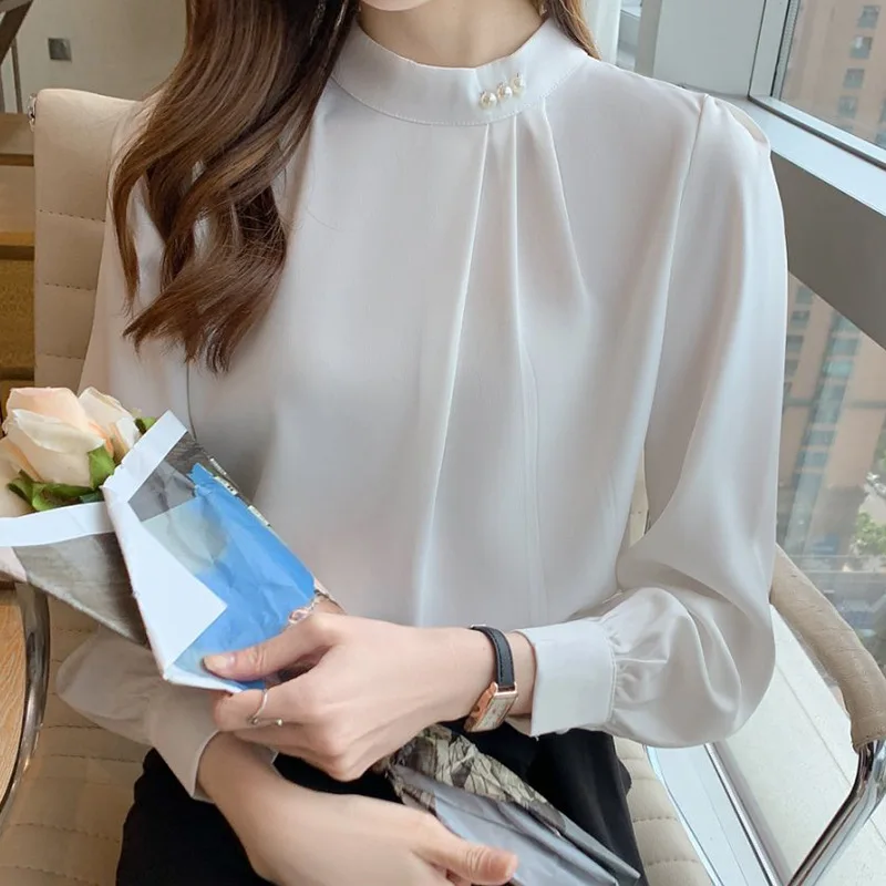 Women's Long-sleeved Fashionable Beaded Base Shirt 2025 Spring and Autumn Niche Chiffon Shirt Shirt
Women's Long-sleeved Fashionable Beaded Base Shirt 2025 Spring and Autumn Niche Chiffon Shirt Shirt