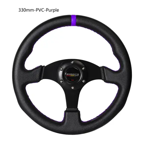 330mm/13 Inch Flat Steering Wheel Aluminium+PVC Drift Simulation Racing Game Steering Wheel Universal