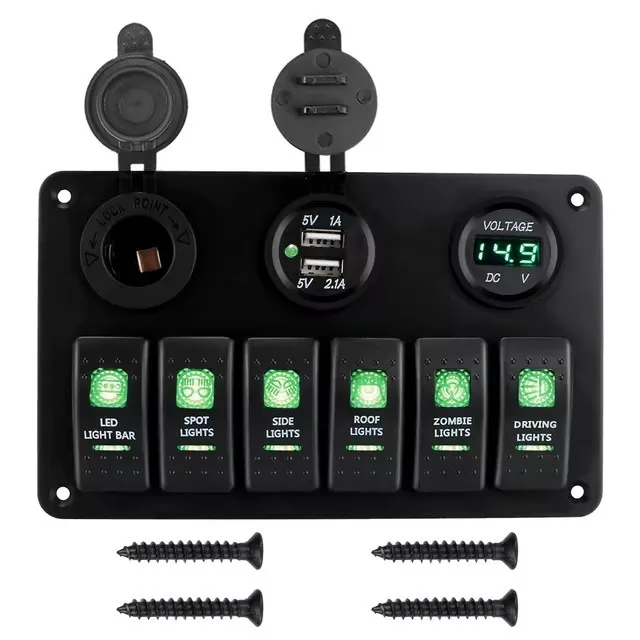 6-Position RV Steamer Car Yacht Switch with Car Dual USB Charging Socket Voltmeter
6-Position RV Steamer Car Yacht Switch with Car Dual USB Charging Socket Voltmeter