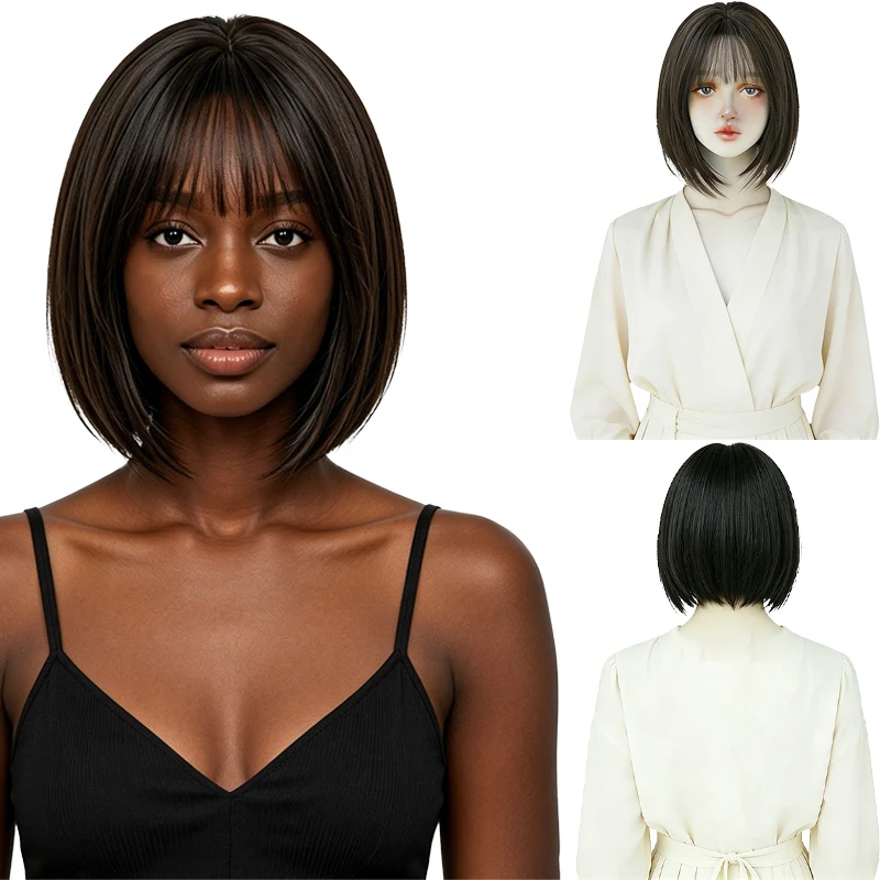 Black Tea Brown Short Bob Wig With Bangs For Black Women Natural Looking Heat Resistant Soft Synthetic Hair Daily Wear Party Use
Black Tea Brown Short Bob Wig With Bangs For Black Women Natural Looking Heat Resistant Soft Synthetic Hair Daily Wear Party Use