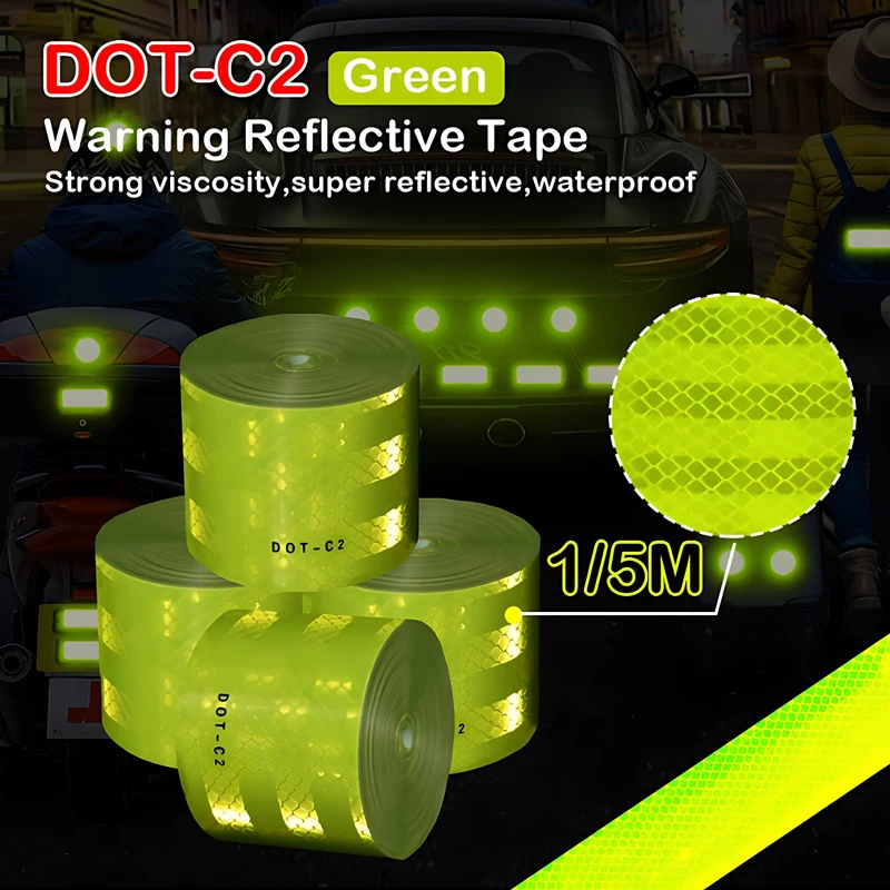 DOT-C2 Green Reflective Tape 1/5m High-Strength Reflection Warning Safety Tape Adhesive Waterproof For Truck Bicycle Boat
DOT-C2 Green Reflective Tape 1/5m High-Strength Reflection Warning Safety Tape Adhesive Waterproof For Truck Bicycle Boat