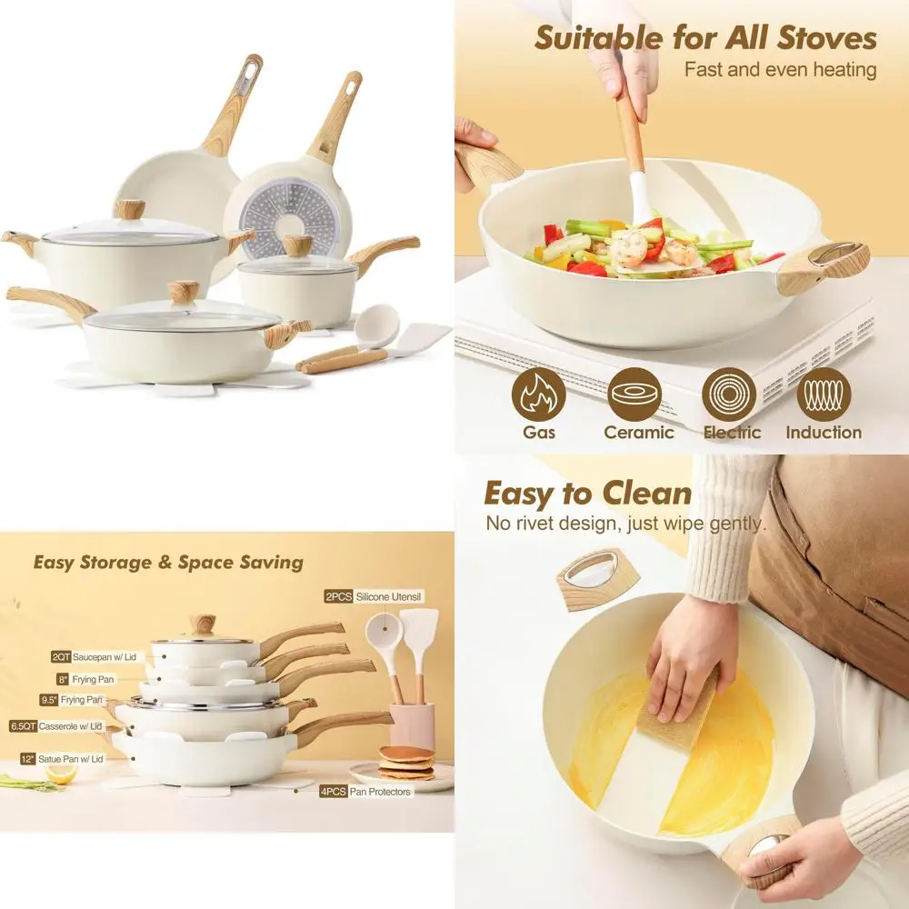 Наборы керамической посуды, набор кастрюль и сковородок с антипригарным покрытием, индукционная посуда из 14 предметов, нетоксичная, здоровая, антипригарная, кухонная посуда для приготовления пищи 
Наборы керамической посуды, набор кастрюль и сковородок с антипригарным покрытием, индукционная посуда из 14 предметов, нетоксичная, здоровая, антипригарная, кухонная посуда для приготовления пищи