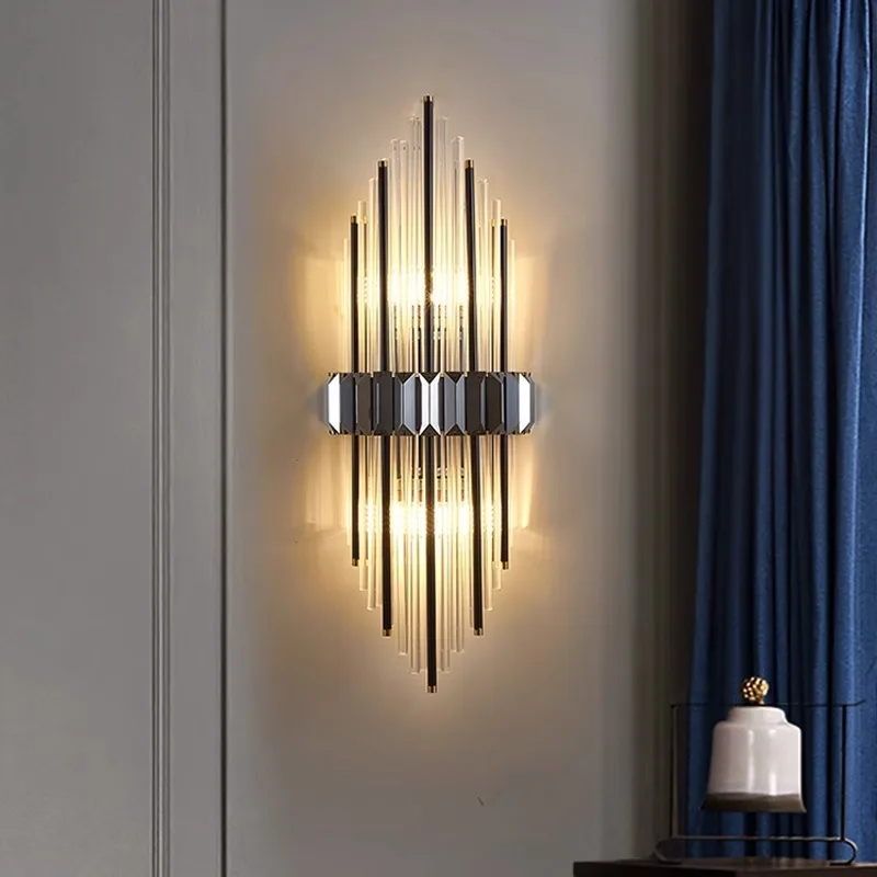 Luxury Hotel Corridor Wall Lamp Black Gold Iron And Transparent Glass Tube Creative Design Sconce Light Up Down LED Crystal Lamp
Luxury Hotel Corridor Wall Lamp Black Gold Iron And Transparent Glass Tube Creative Design Sconce Light Up Down LED Crystal Lamp
