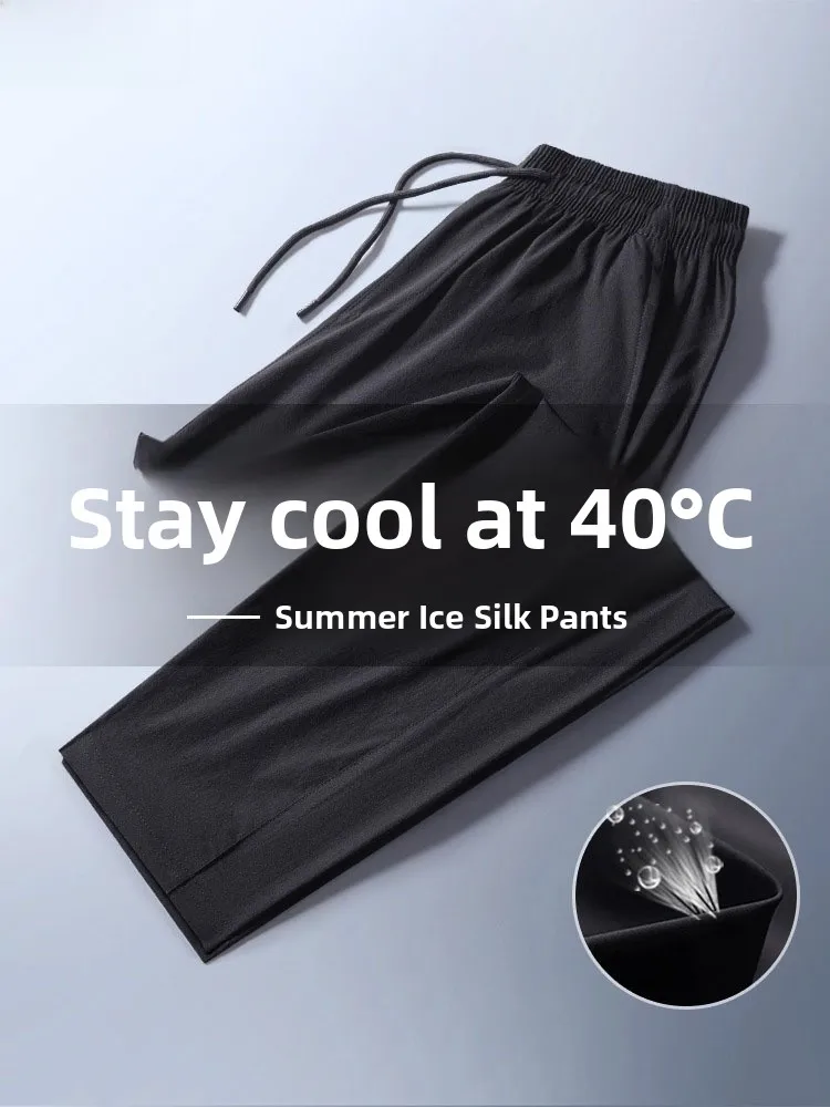 Ice Silk Men's Casual Pants Summer Thin Qui Dry Loose Straight Leg Breathable Long Trousers Faionable Urban Sle
Ice Silk Men's Casual Pants Summer Thin Qui Dry Loose Straight Leg Breathable Long Trousers Faionable Urban Sle