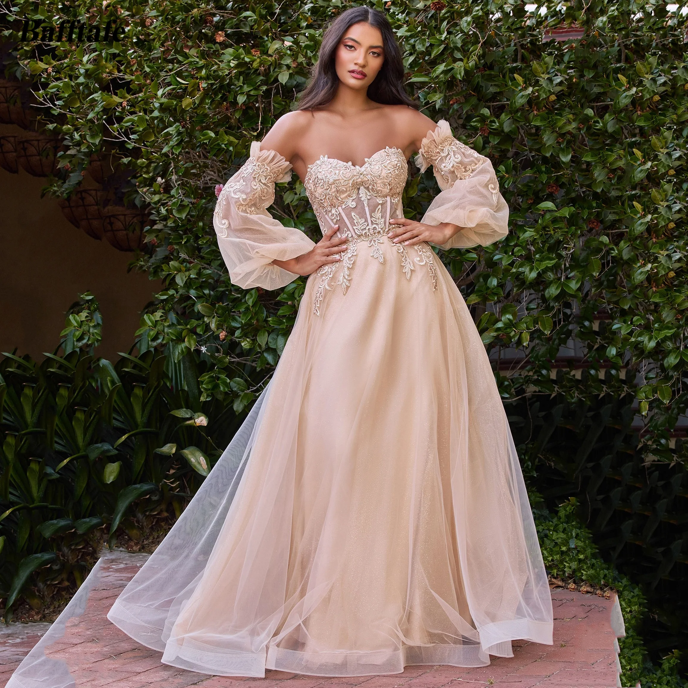 Bafftafe Shiny Appliques Lace Prom Dresses Puff Long Sleeves Formal Occasion Party Evening Dress Customized Women Pageant Gowns
Bafftafe Shiny Appliques Lace Prom Dresses Puff Long Sleeves Formal Occasion Party Evening Dress Customized Women Pageant Gowns