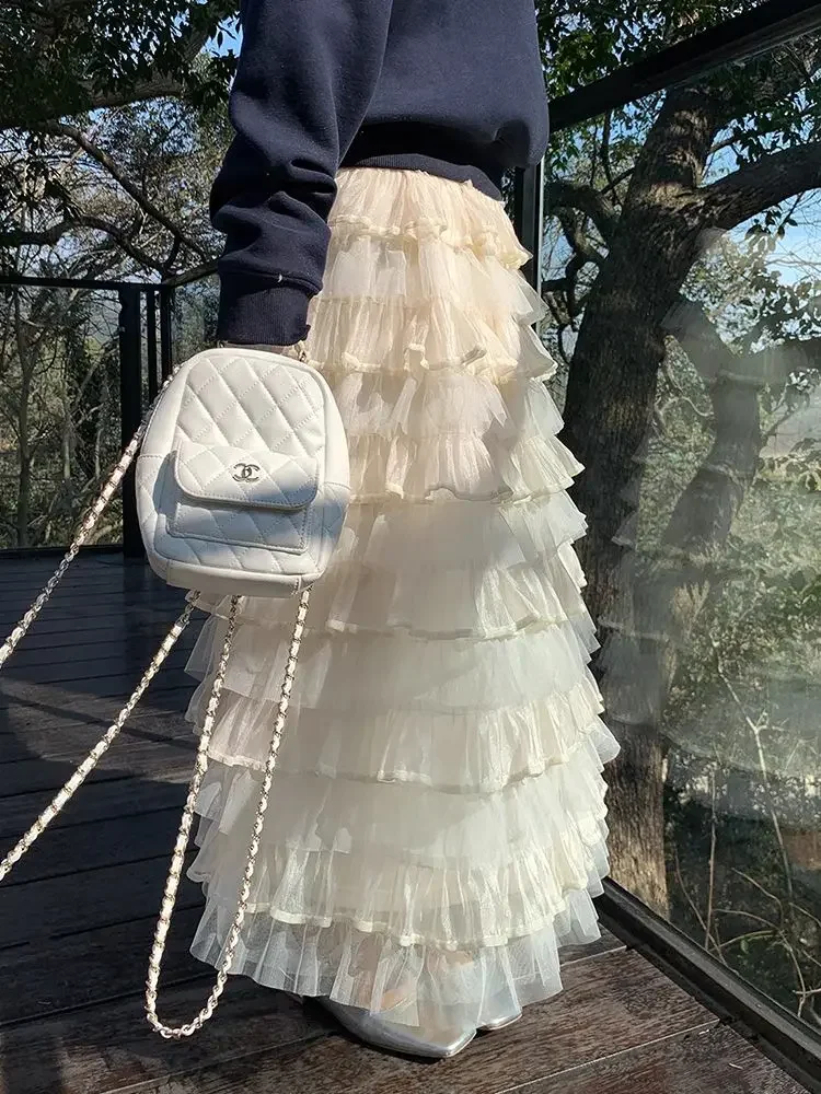 Coalfell Apricot Mesh Long Cake Skirt for Women in Spring and Summer 2025 New Sweet Multi-layer Half Fluffy Skirt
Coalfell Apricot Mesh Long Cake Skirt for Women in Spring and Summer 2025 New Sweet Multi-layer Half Fluffy Skirt