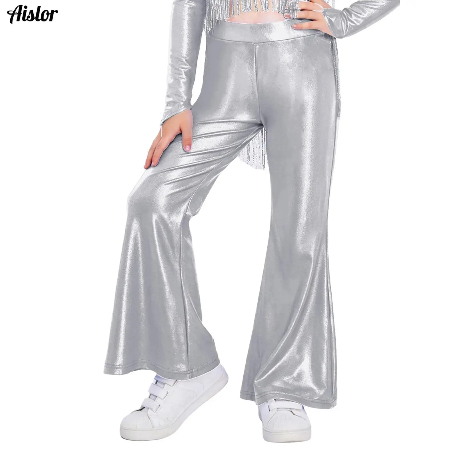 Kids Shinny Metallic Flare Pants Girls Athletic Legging Tights Sparkling Sequin Tassels Bell-Bottom Trousers for Performance
Kids Shinny Metallic Flare Pants Girls Athletic Legging Tights Sparkling Sequin Tassels Bell-Bottom Trousers for Performance