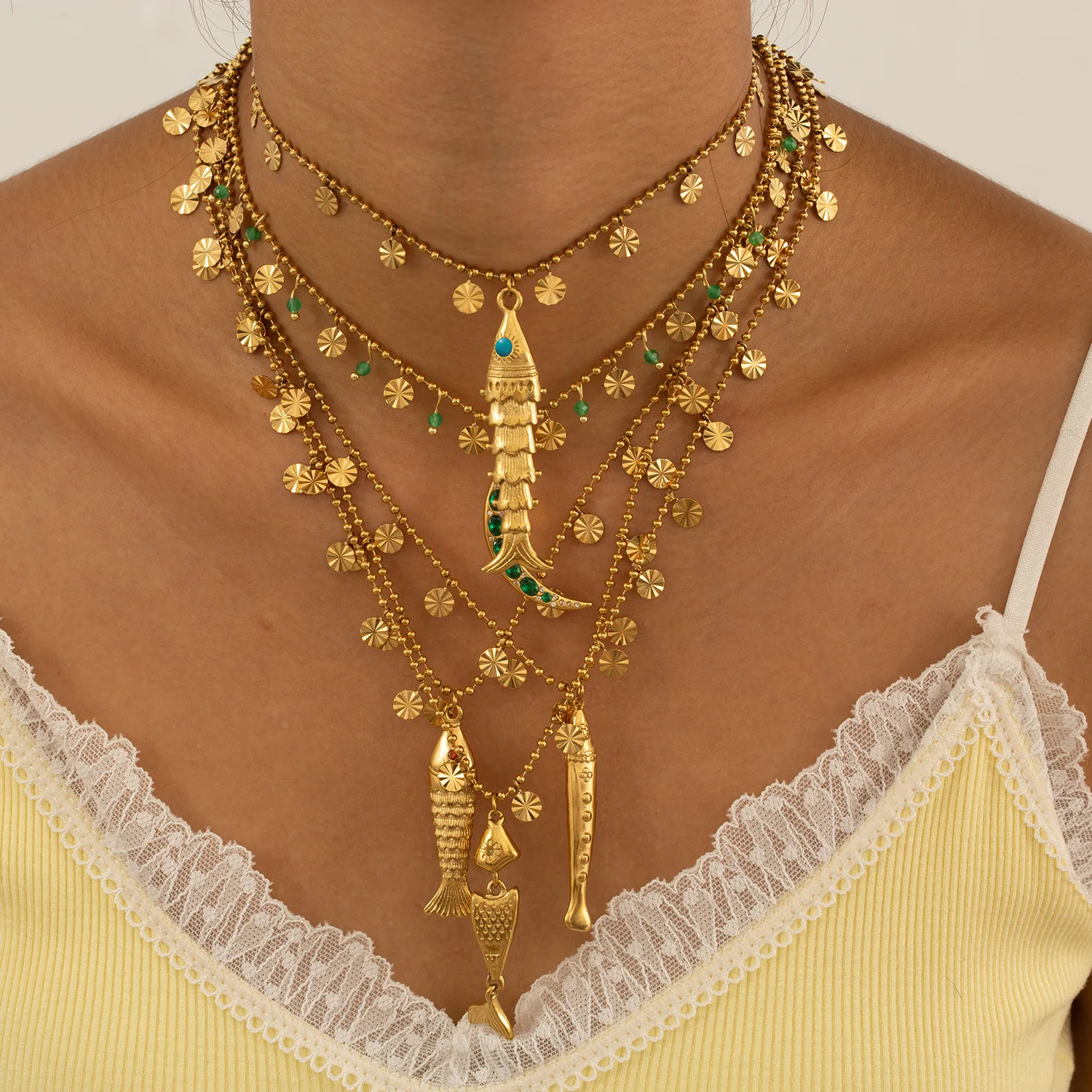 Multi-Element Small Fish Pendant Necklace for Women - 18K Gold-Plated Stainless Steel, Non-Fading Color for Ladies
Multi-Element Small Fish Pendant Necklace for Women - 18K Gold-Plated Stainless Steel, Non-Fading Color for Ladies