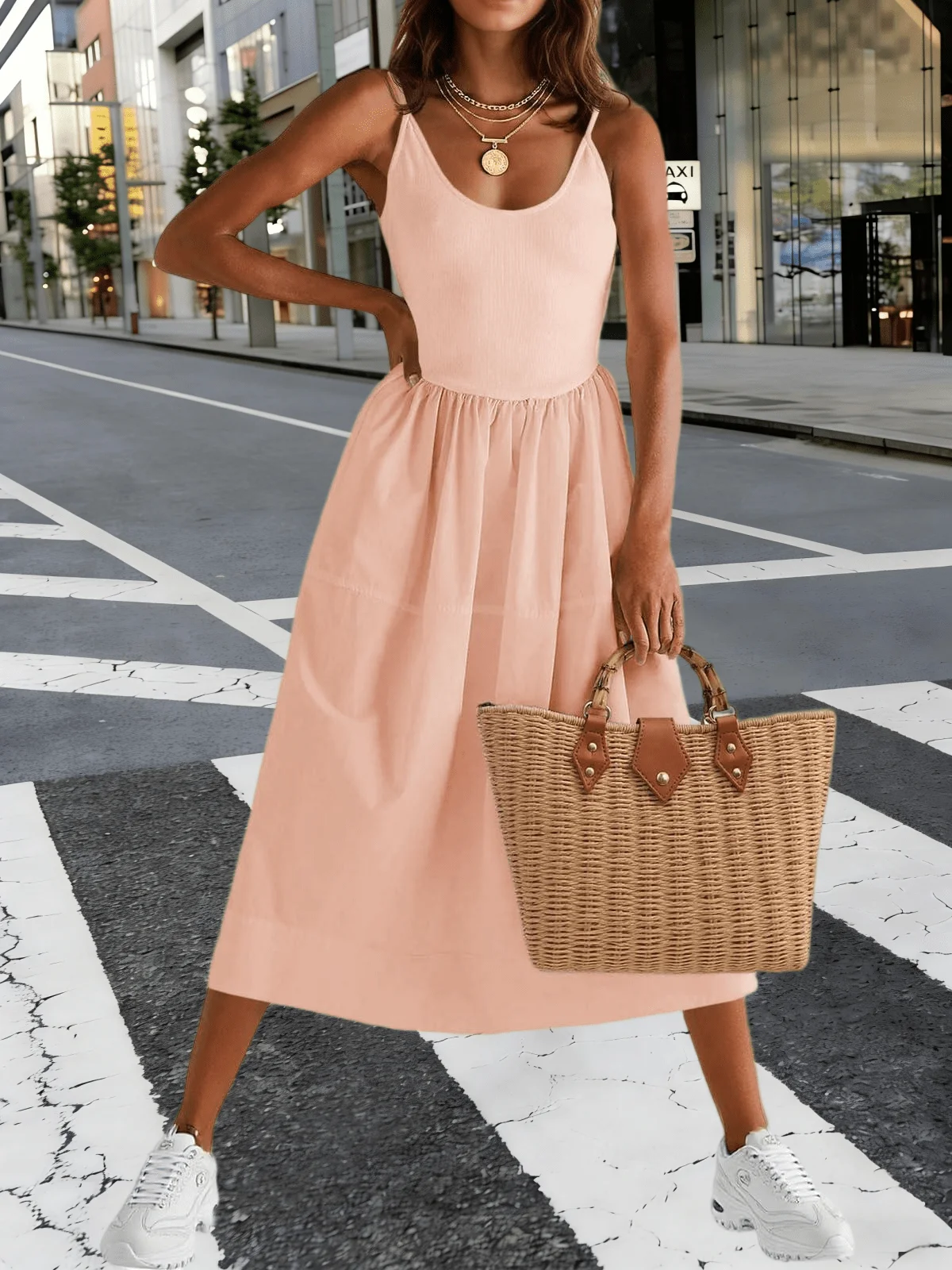 Women Spaghetti Strap V Neck Backless A Line Cami Dress With Pocket Summer Casual
Women Spaghetti Strap V Neck Backless A Line Cami Dress With Pocket Summer Casual