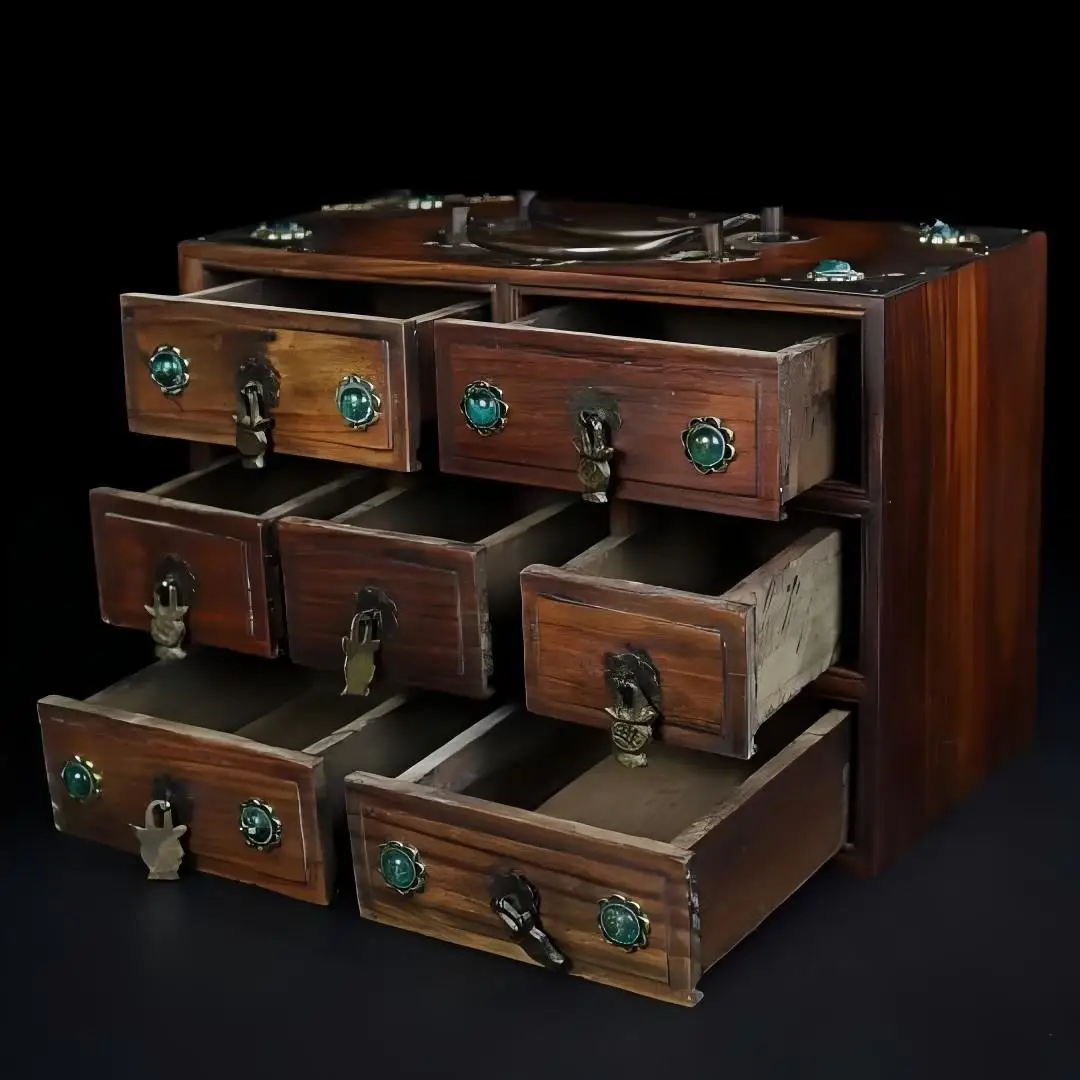 Vintage Chinese Rosewood Jewelry Box Copper Inlay Double Handles 7 Drawers Multi-Functional Jewelry Storage Organizer Case
Vintage Chinese Rosewood Jewelry Box Copper Inlay Double Handles 7 Drawers Multi-Functional Jewelry Storage Organizer Case