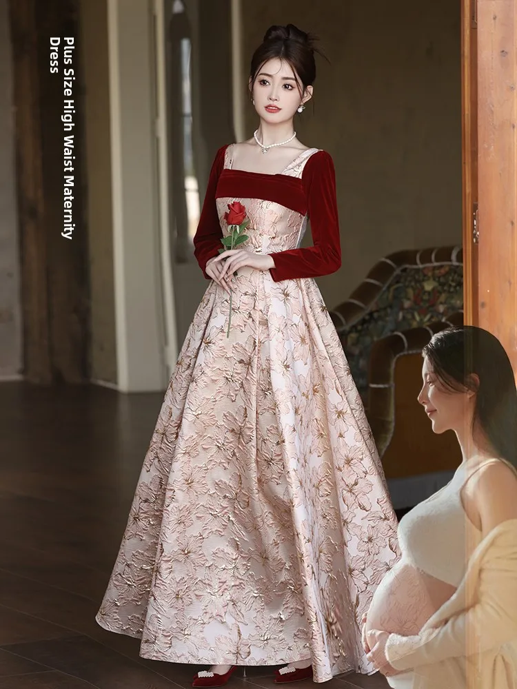 Materni Velvet Long Sve Wine Serving Dr High Waist A-Line Skirt Sweet Sle Bridesmaid Dr for Pregnant Women
Materni Velvet Long Sve Wine Serving Dr High Waist A-Line Skirt Sweet Sle Bridesmaid Dr for Pregnant Women