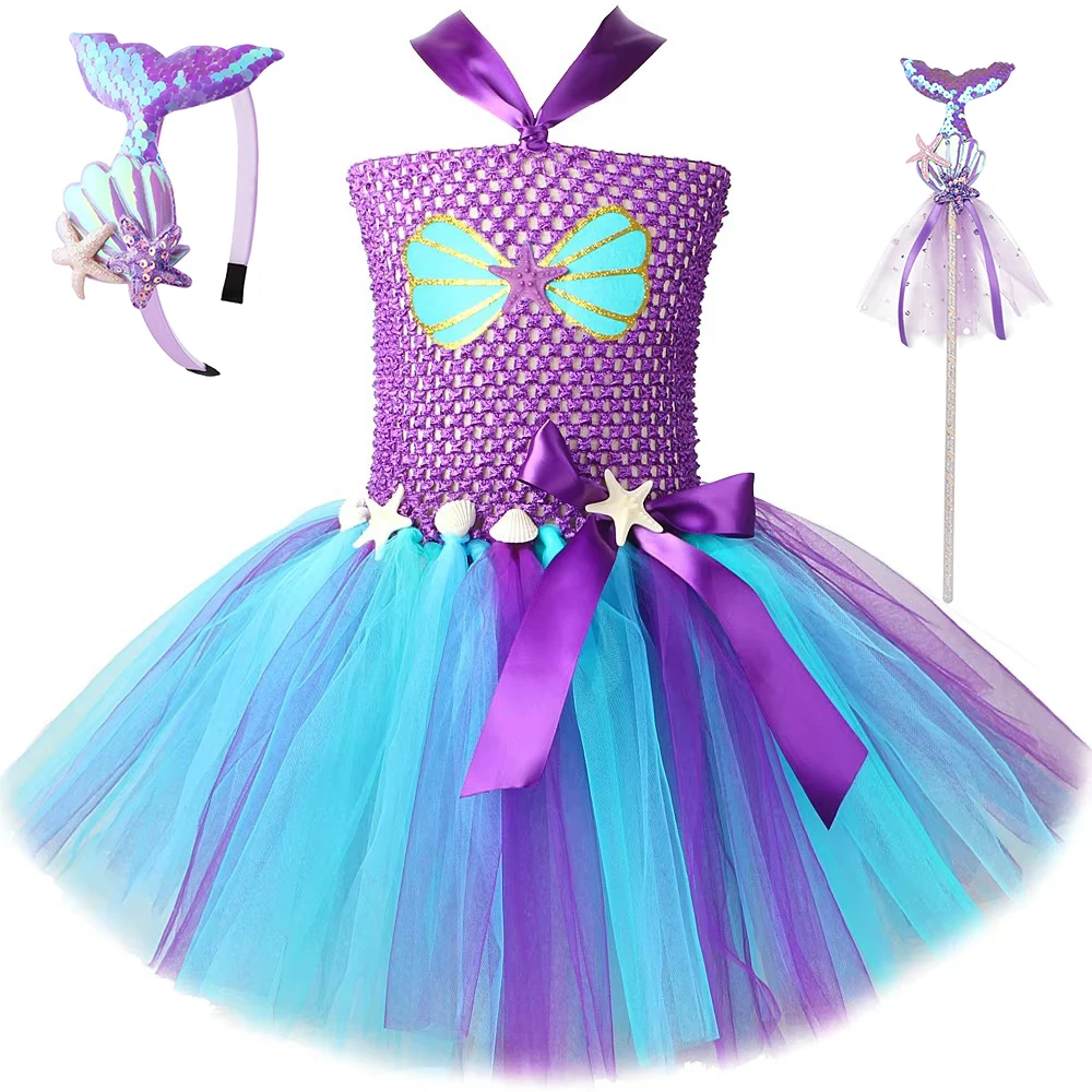Princess Mermaid Costumes for Girls Birthday Halloween Dresses for Kids Sea-maid Ballet Tutus Outfit with Fishtail Hairbow Wand
Princess Mermaid Costumes for Girls Birthday Halloween Dresses for Kids Sea-maid Ballet Tutus Outfit with Fishtail Hairbow Wand