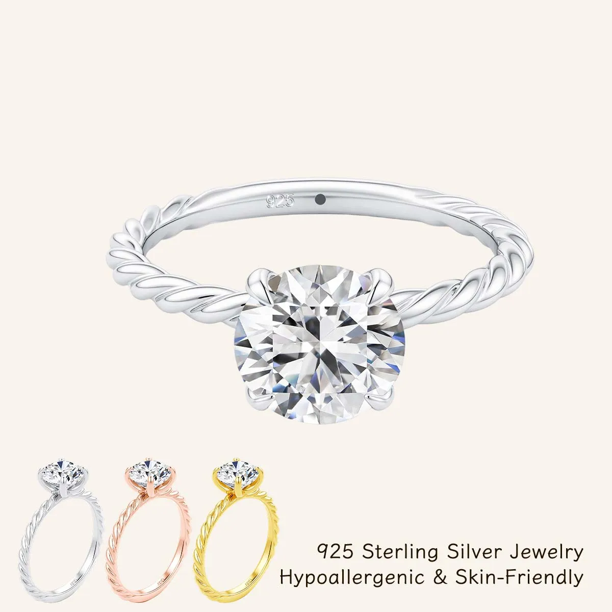 Классическое кольцо из стерлингового серебра 925 пробы, 1 карат, круглое кольцо с муассанитом, сертификат из белого золота 18 карат, обещанное ювелирное изделие, подарок для нее
Классическое кольцо из стерлингового серебра 925 пробы, 1 карат, круглое кольцо с муассанитом, сертификат из белого золота 18 карат, обещанное ювелирное изделие, подарок для нее