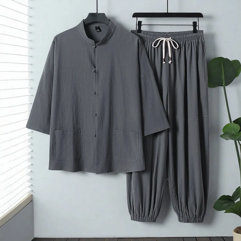 Свободные льняные мужские повседневные брюки Tee-Quarter Sve Комплект из двух предметов Удобная дышащая хлопково-льняная летняя одежда
Свободные льняные мужские повседневные брюки Tee-Quarter Sve Комплект из двух предметов Удобная дышащая хлопково-льняная летняя одежда