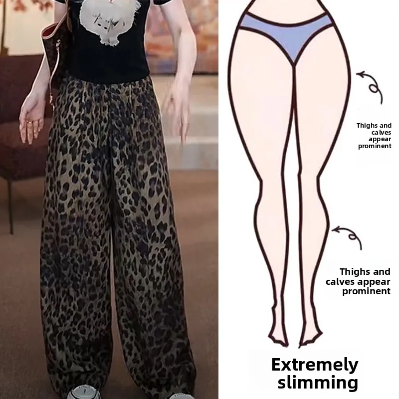 Summer New Vintage Leopard Print Wide Leg Pants Women plus Size Casual High Waist Slimming Versatile Comfortable Casual Trousers
Summer New Vintage Leopard Print Wide Leg Pants Women plus Size Casual High Waist Slimming Versatile Comfortable Casual Trousers