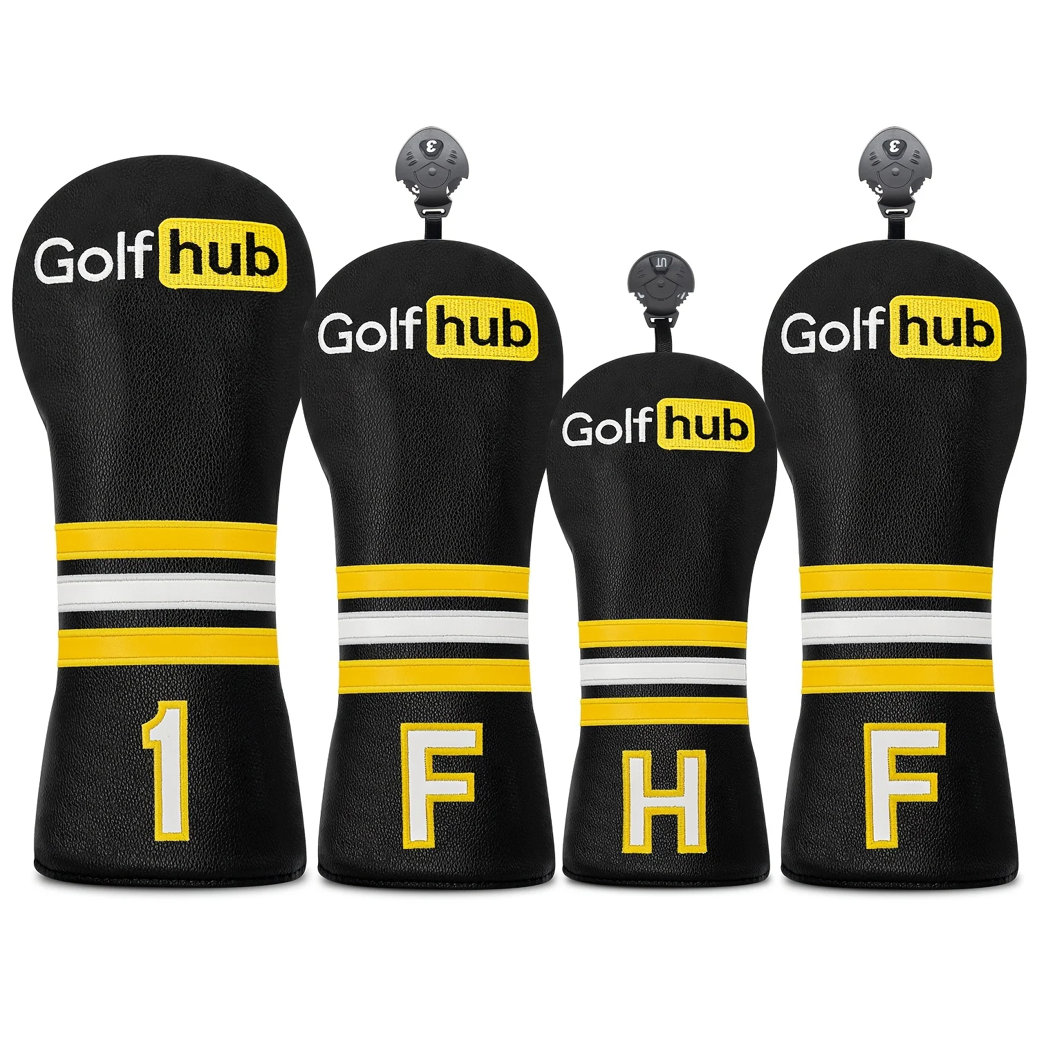 1pc/4pcs Driver/Fairway/Hybrid Golf Headcover - HUB Letter Golf Club Head Covers - Black Color- Stylish Vintage Design
1pc/4pcs Driver/Fairway/Hybrid Golf Headcover - HUB Letter Golf Club Head Covers - Black Color- Stylish Vintage Design